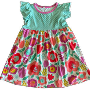 Floral & Polka Dot Flutter Sleeve Dress Girls' 6-7T